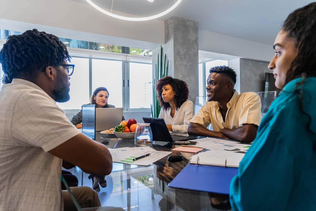 Business people talking in a meeting at office